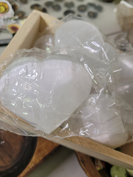 Satin Spar Selenite Hearts