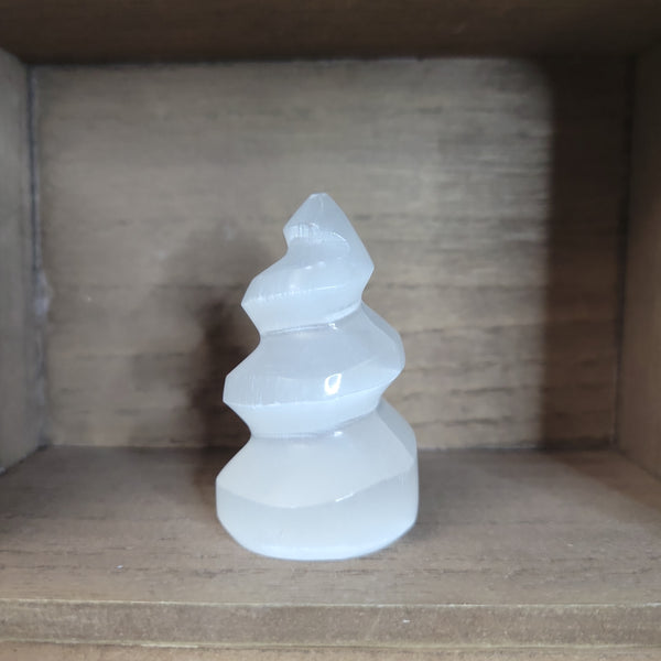 Satin Spar Selenite Spiral Carving