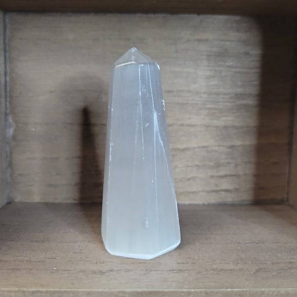 Satin Spar Selenite Hexagon Tower