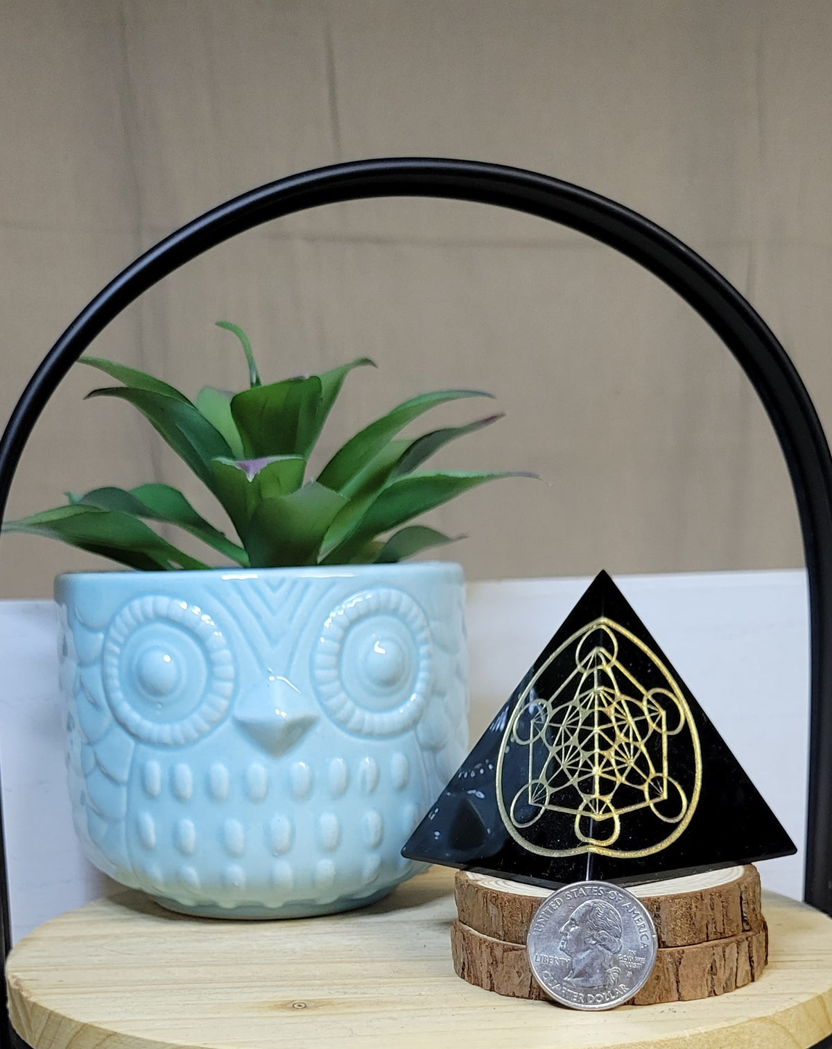 Obsidian Pyramid with Metatron symbol