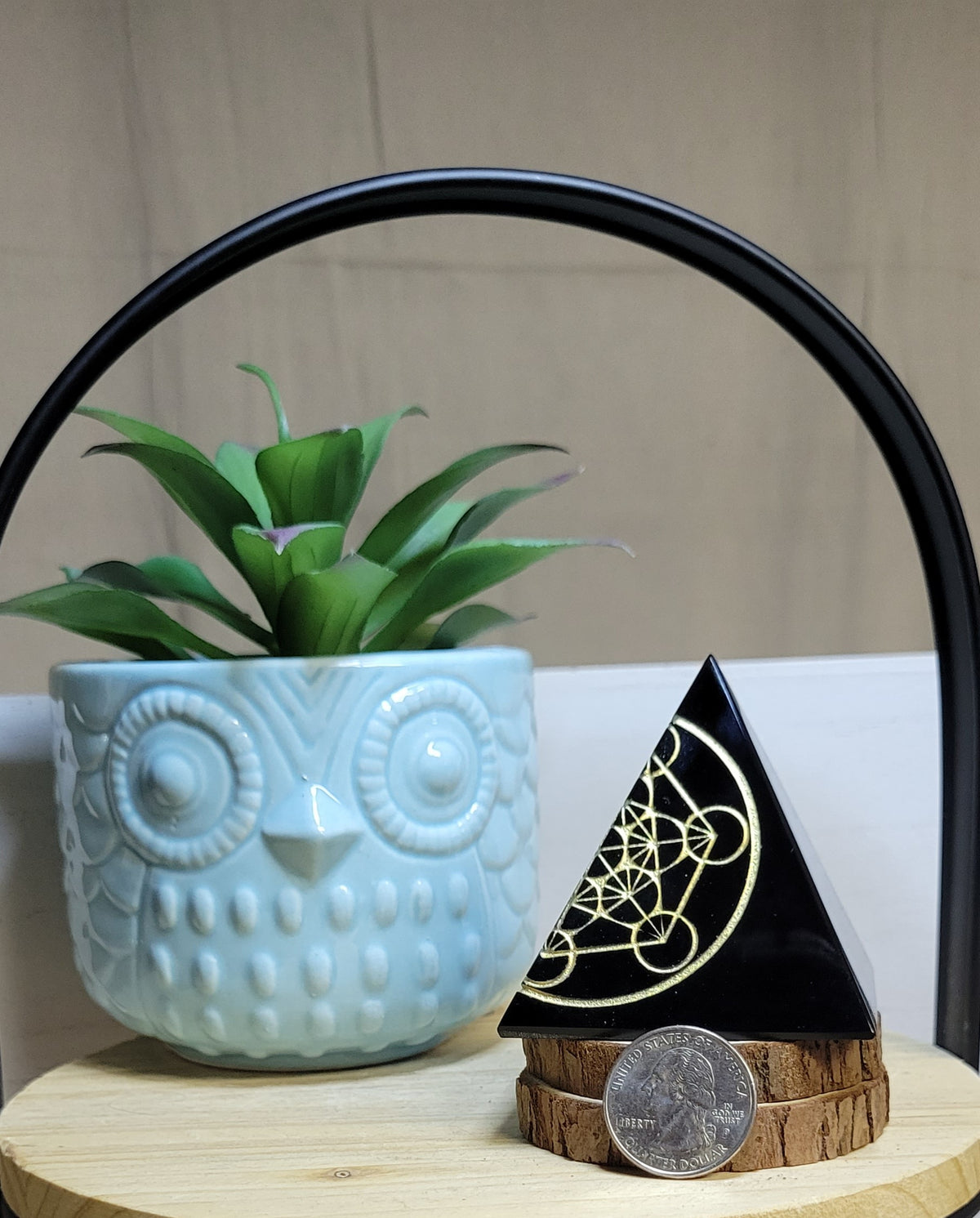 Obsidian Pyramid with Metatron symbol