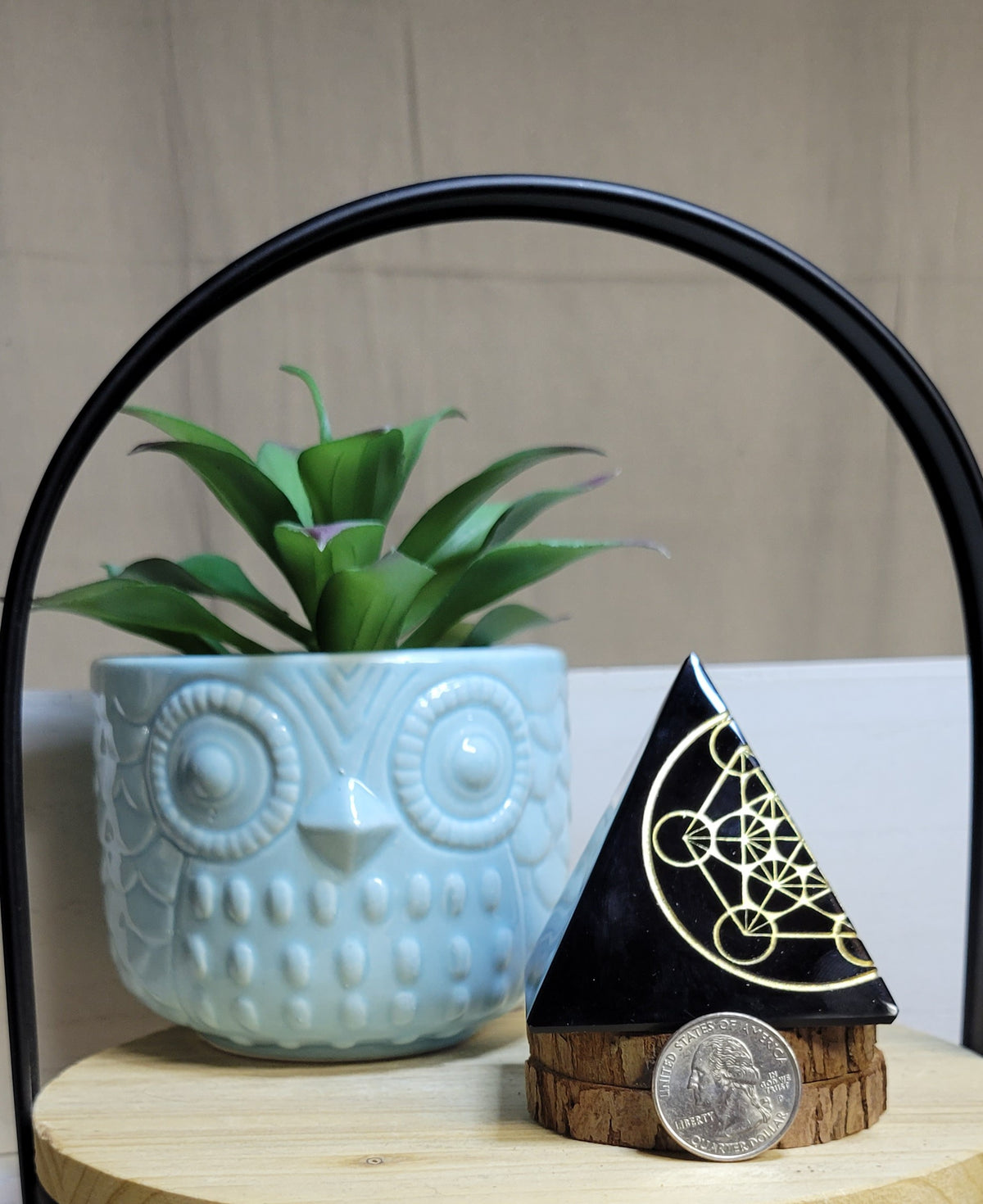 Obsidian Pyramid with Metatron symbol