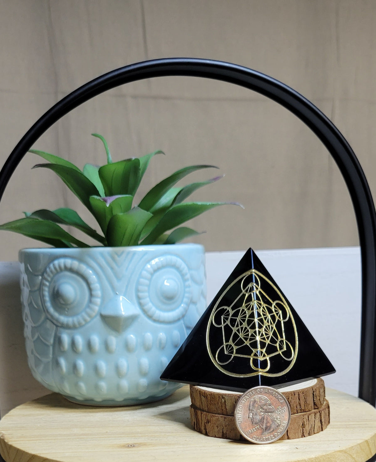 Obsidian Pyramid with Metatron symbol