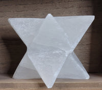 Satin Spar Selenite Merkaba Carving