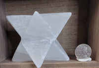 Satin Spar Selenite Merkaba Carving