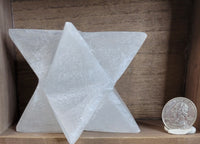 Satin Spar Selenite Merkaba Carving